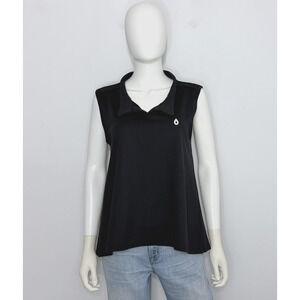 Dona Jo Tank Top Womens 2 Black Sleeveless High Neck Breathable Logo